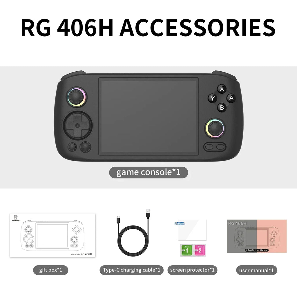 Anbernic RG406H Android Handheld Game Console - 4 Inch IPS Screen, 8GB+128GB, 5000mAh | Gaming for PS2/PSP HDMI Output & TV Mode