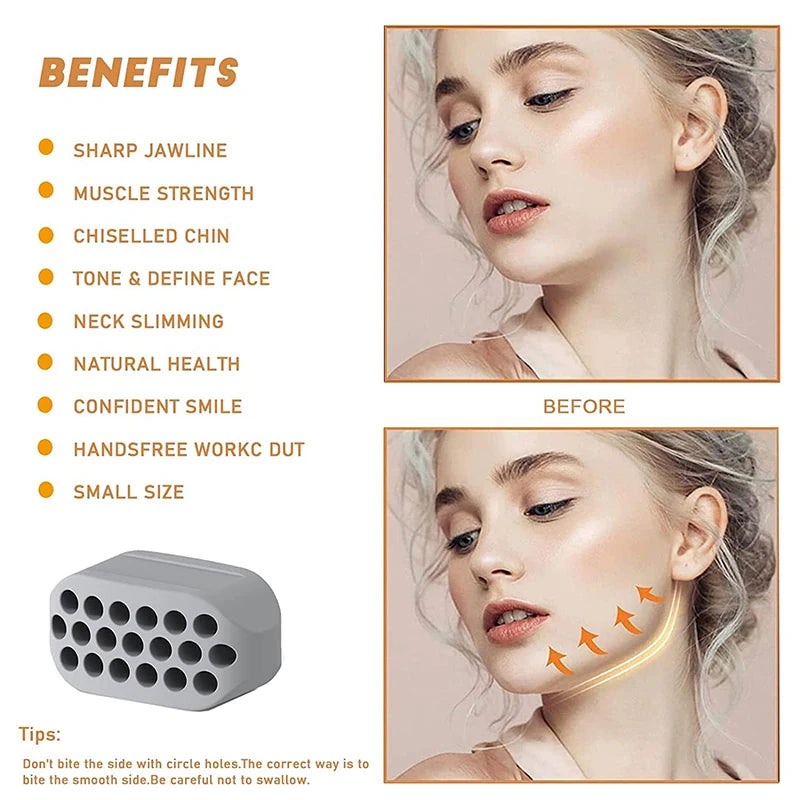 Jaw Face and Neck Exerciser Define Your Jawline Slim and Tone Your Face Look Younger and Healthier Helps Reduce Stress