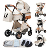 Luxury Baby Stroller 3 in 1 Newest Easy Folding Multifunctional Stroller Travel Portable Baby Carriage Safety Seat EU Standard