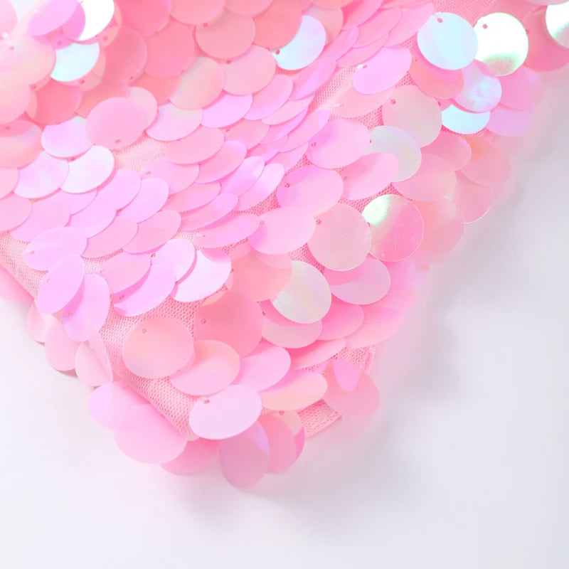 Sexy Sequined Halter Skirt Set Women Sleeveless Lace Up Tops Hip Package A-line Skirts 2025 Summer Lady Chic Party Beach Outfits