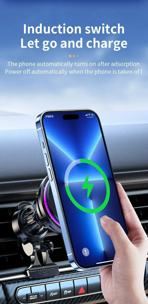 30W Ice Cooling Magnetic Wireless Car Charger Fast Charging Station for iPhone15 14 13 12 Pro Max MacSafe Car Phone Holder Stand