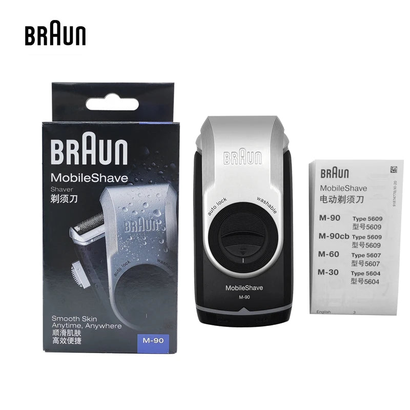 Braun M90 Electric Shavers Mobile Shave Trimmer Shaver Razor Washable Beard Shaving Machine 2AA Battery Portable For Travel