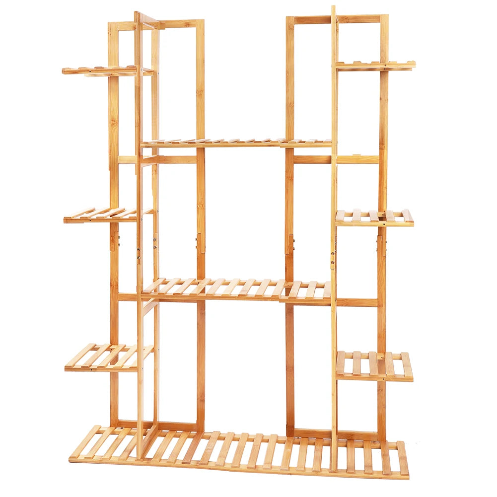 Multi-Tiered Bamboo Plant Stand Indoor Outdoor Flower Pot Holder Rack for Garden Balcony Living Room