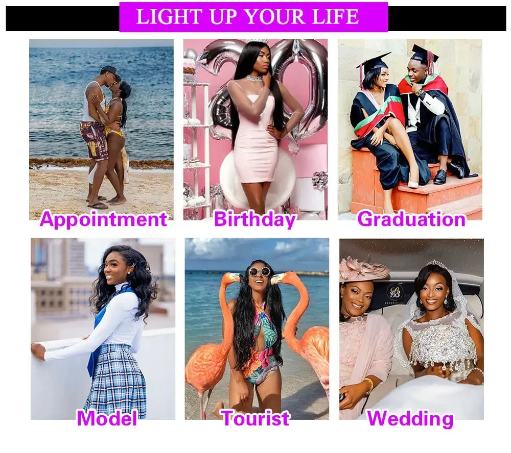 No Glue Straight V Part Wig 100% Human Hair 16-32 Inch Upgraded Wigs 200% Density Remy Hair No Leave Out Side Part Wig For Women