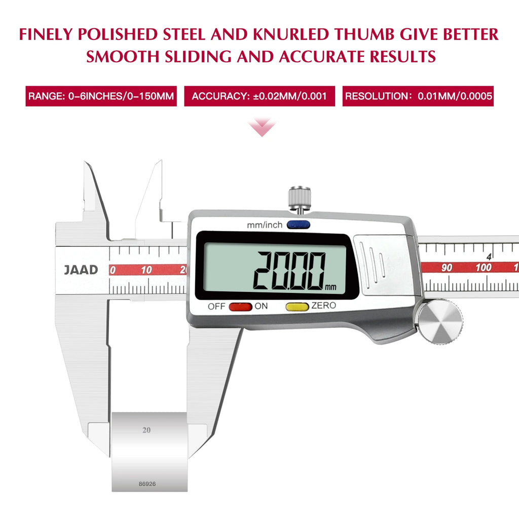 Digital Caliper,Stainless Steel Construction with Large LCD Screen,150mm/0-6 Inches,Industrial grade, high-precision tool