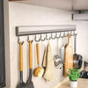 Kitchen Hook Wall Mounted Kitchen Storage Rack Storage Row Hook Holder No Punch Shelves with Movable Hook Kitchen Utensil