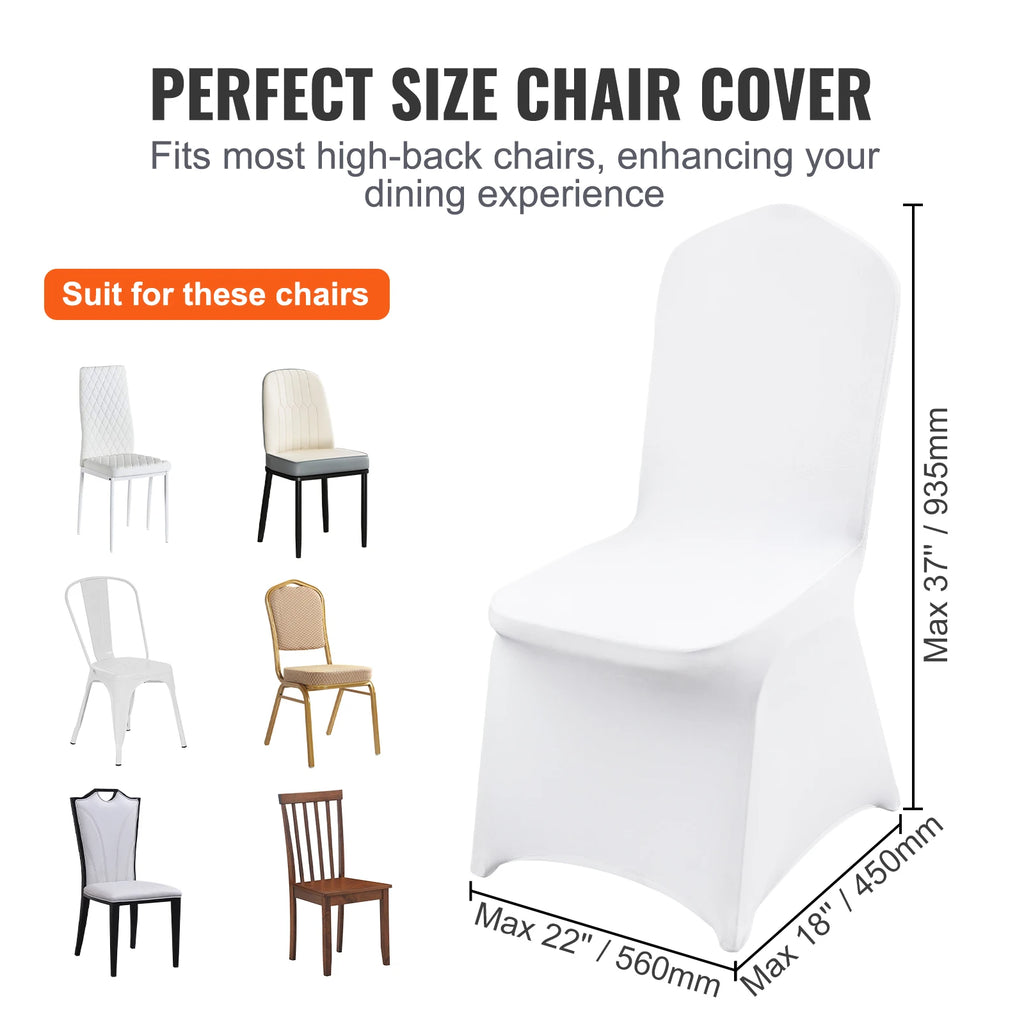 SucceBuy 200pcs Stretch Spandex Folding Chair Covers Universal Fitted Chair Cover Removable Washable Protective Slipcovers White
