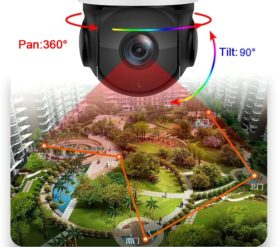 Laser Infrared Metal Auto Tracking Cruise 8MP 4K 54X Optical Zoom 360° Audio ONVIF POE PTZ Speed Dome Surveillance IP Camera