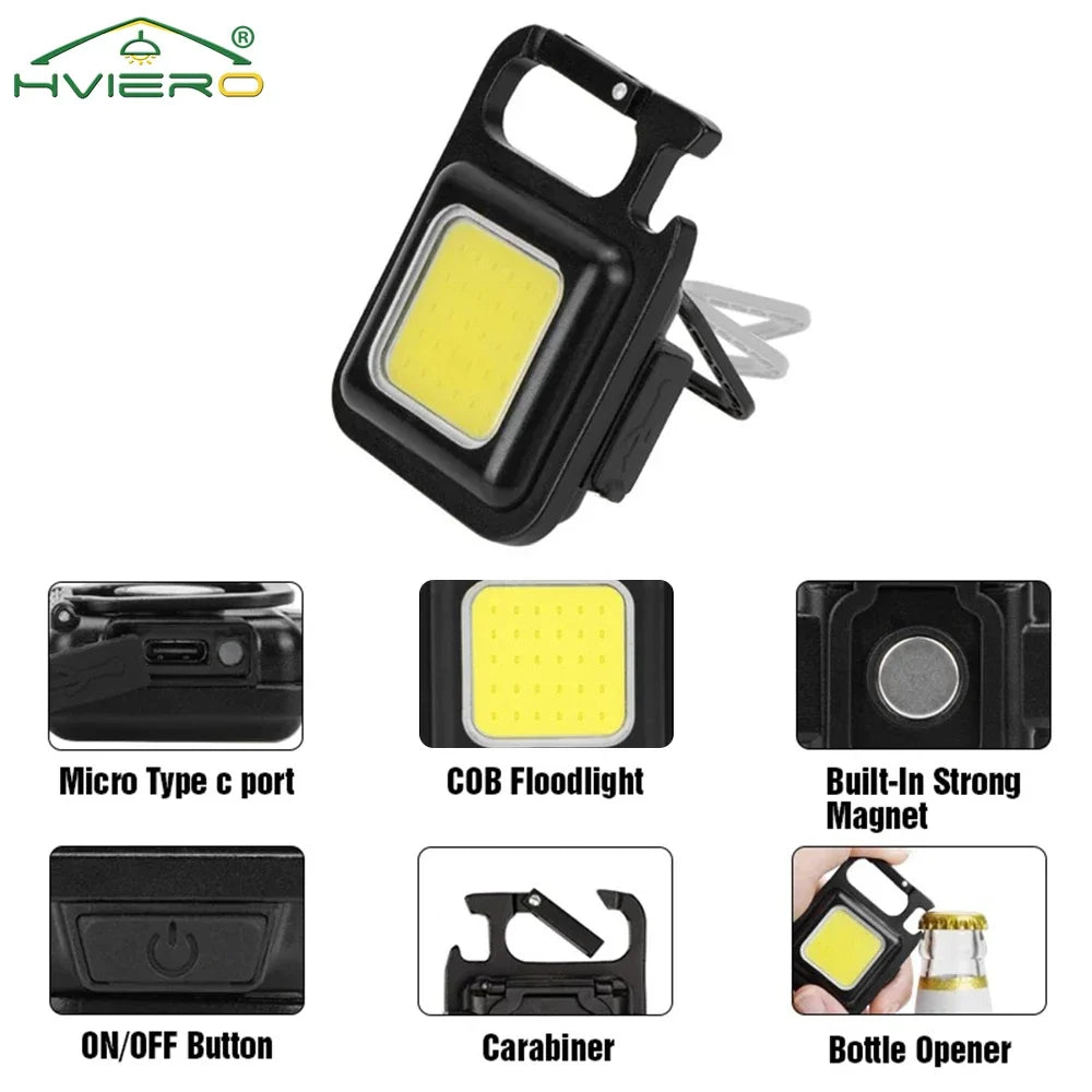 Mini Flashlight Keychain Carry LED Light Work High Power Flashlights Waterproof USB Charge Hard Lamp Outdoor Lighting Highlight