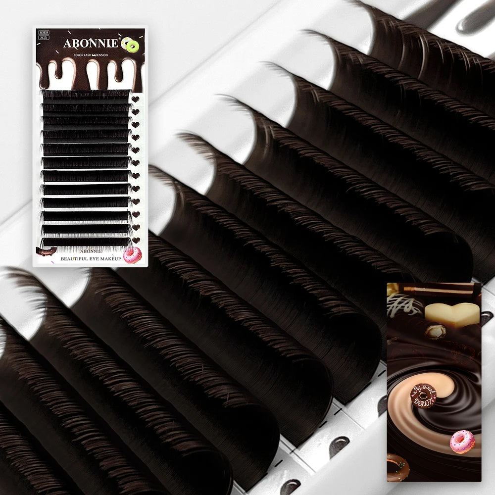 ABONNIE Cashmere Brown C/CC/D/M/L Curl Individual Classic Eyelashes Extensions Cocoa Brown Lashes Extensions