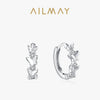 Ailmay 925 Sterling Silver Trendy Butterfly Zircon Hoop Earrings Charm Animal Ear Buckles For Women Christmas Gift Fine Jewelry