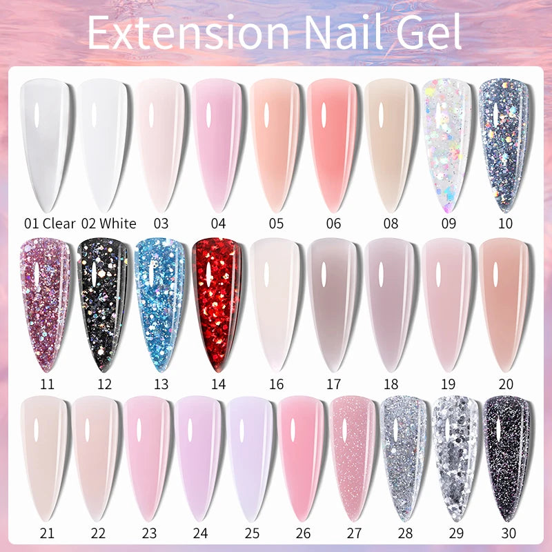 LILYCUTE 15ml Nail Extension Gel Kit Soak Off UV Gel Acrylic White Clear Pink Gel Nail Polish LED Lamp Manicure Set For Nail Art