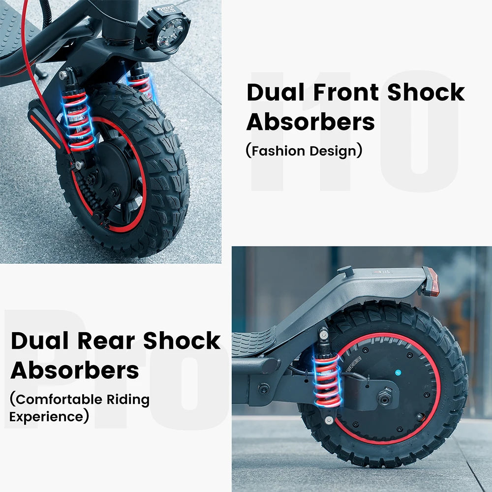 iscooter i10pro Electric Scooter 10 Inch Tire 800W 48V 15Ah Foldable eScooter Max speed 45km/h Range 60KM Kick Scooter With App