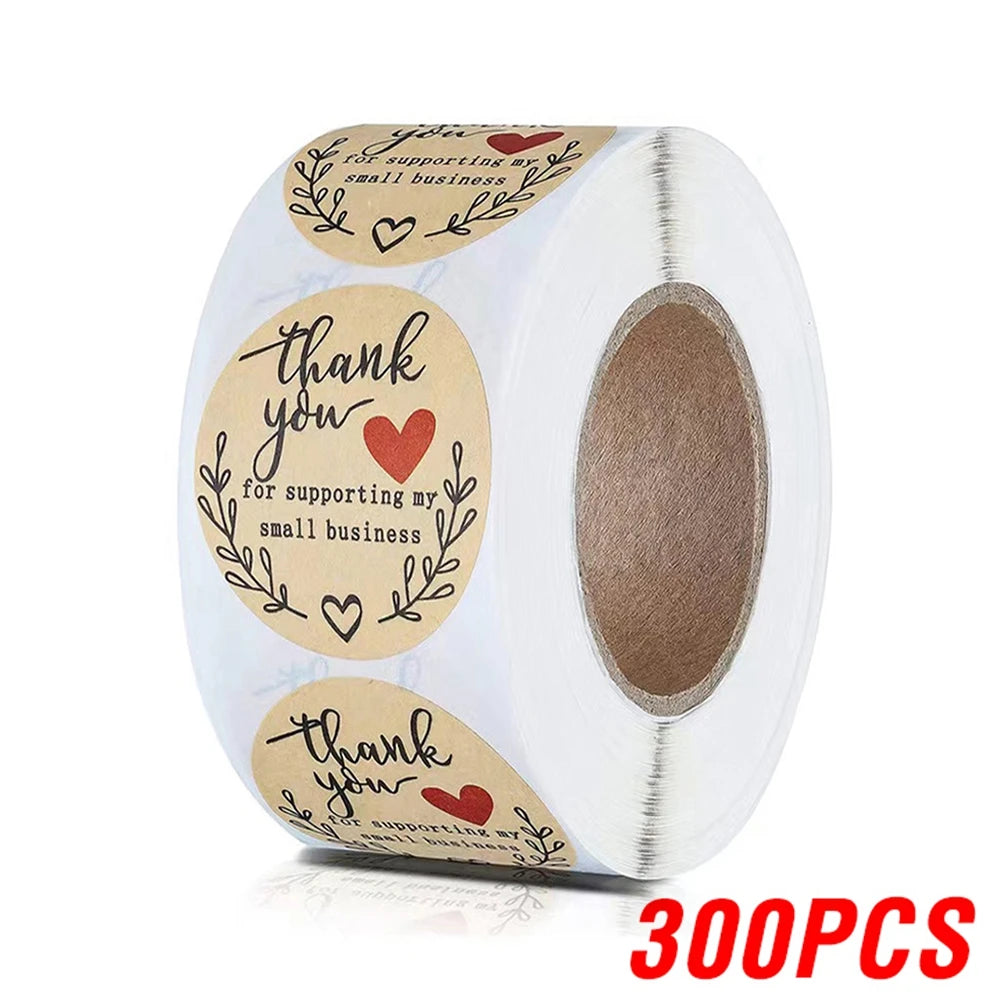 100-500pcs Round Natural Kraft Handmade Stickers Scrapbooking For Package Adhesive Thank You Sticker Seal Labels