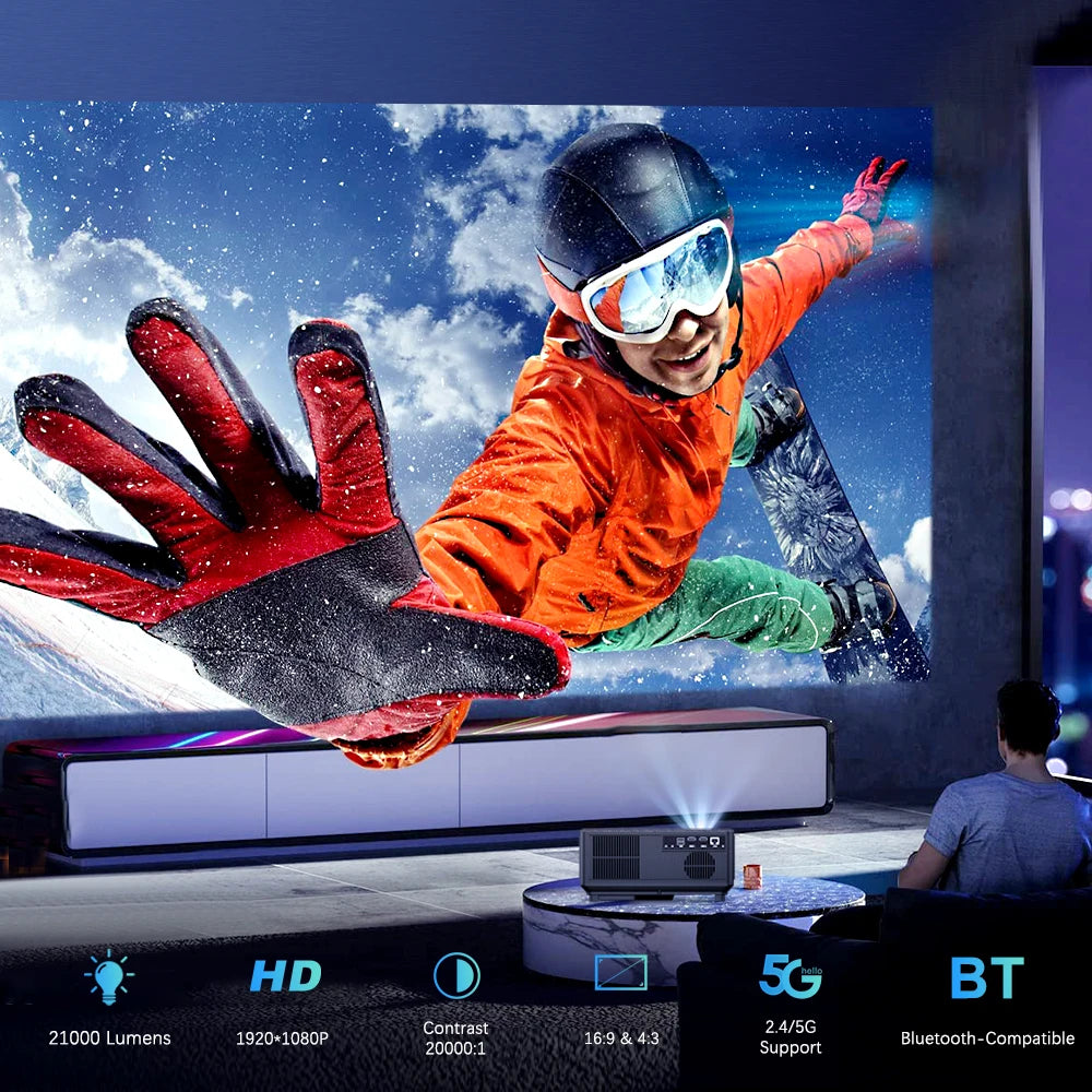 ThundeaL Full HD 1080P Projector TD98W for 2K 4K Video Audio WiFi Android Home Theater TD98 Cinema Beam Projector PK DLP Beamer