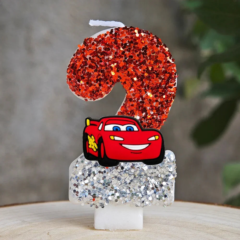 Mcqueen Candles Anime Cake Decor Theme 0-9 Number Candles Birthday Party Cake Topper Kids  Baby Shower  Gift Supplie