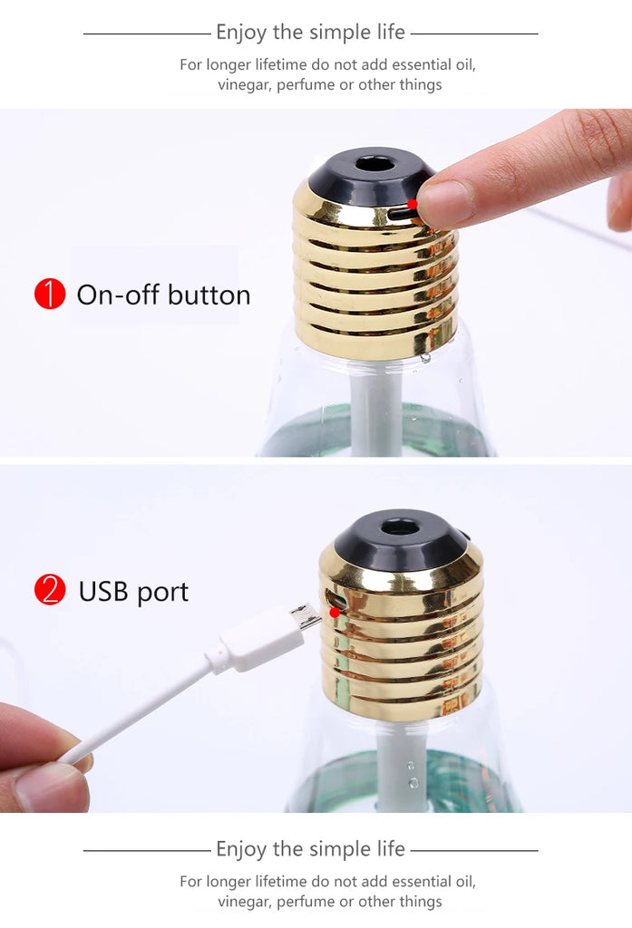 Light Bulb Humidifier For Home Use Silent Small Bedroom Office Desk Student Dormitory Moisturizing And Creative Products