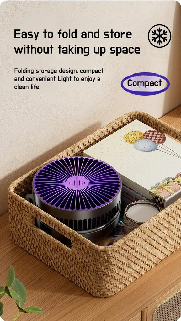 Foldable Desktop Fan Mini  Wall-Mounted Fan With Warm Night Light Rechargeable 4 Gears Adjustable Portable Air Circulation Fan - Mighty Dollars