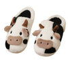 Winter Home Slippers for Couples Warm Plush Neutral Cartoon Cow Indoor Anti Slip Comfortable Cotton Slippers for Men and Women