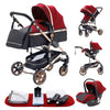 Luxurious 3 in 1 Baby Stroller Portable Travel Baby Carriage Folding Prams Aluminum Frame High Landscape Car for Newborn Baby BLACK