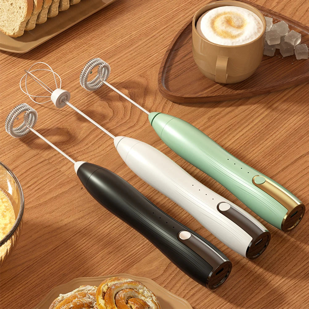 Electric Egg Beater 3 Speeds Mini Stirrer Whipper Stainless USB Rechargeable 1500mAh Wireless for Latte/Cappuccino/Hot Chocolate