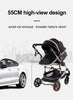 Luxurious 3 in 1 Baby Stroller Portable Travel Baby Carriage Folding Prams Aluminum Frame High Landscape Car for Newborn Baby BLACK