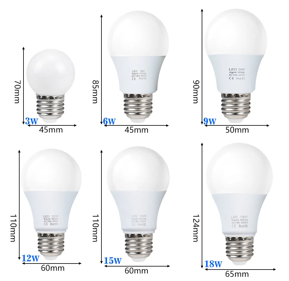 4pcs/lot E27 LED Bulb Lamps AC 220V SMD2835 3W 6W 9W 12W 15W 18W Lampada Led Light Bulbs Living Room Home Indoor LED Bombilla