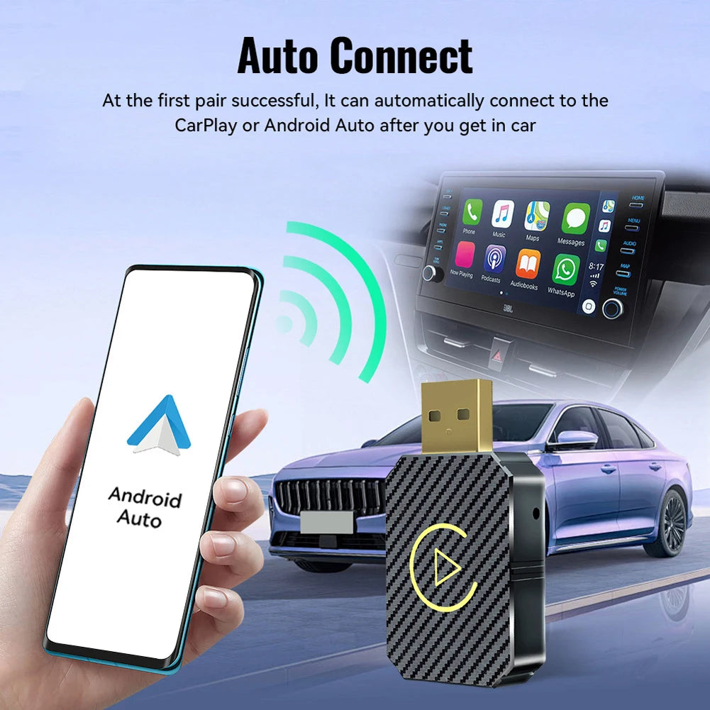 ﻿ 1-5Pcs 2in1 MINI Q1M Wireless CarPlay Android Auto Adapter BT5.0 WiFi Fast Connection Wireless Adapter Smart Mini Box USB