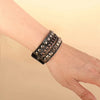 Punk Hip Hop Rock PU Leather Bracelet Unisex Trendy Chain Skull Pentagram Rivet Bracelet Party Jewelry Accessories