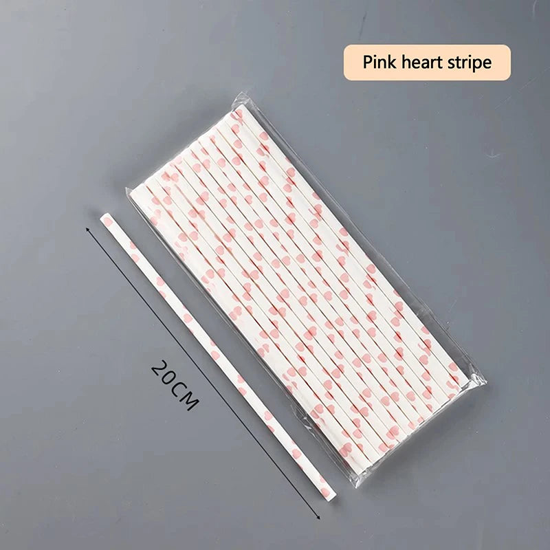 25PCS Party Straws For Juice Cocktails Smoothies Birthday Wedding Christmas Decorations Biodegradable Pink Paper Straws