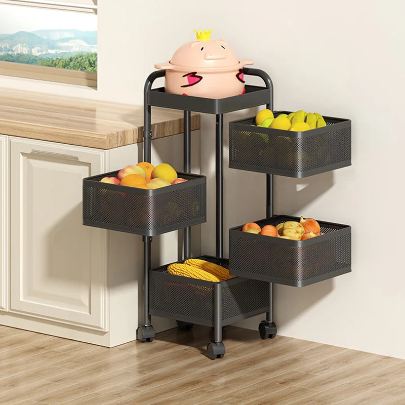 【Lifeideas】Multi-functional Storage Rack Vegetable Basket Removable Rotating Kitchen Shelving Shelf Trolley Furniture Home