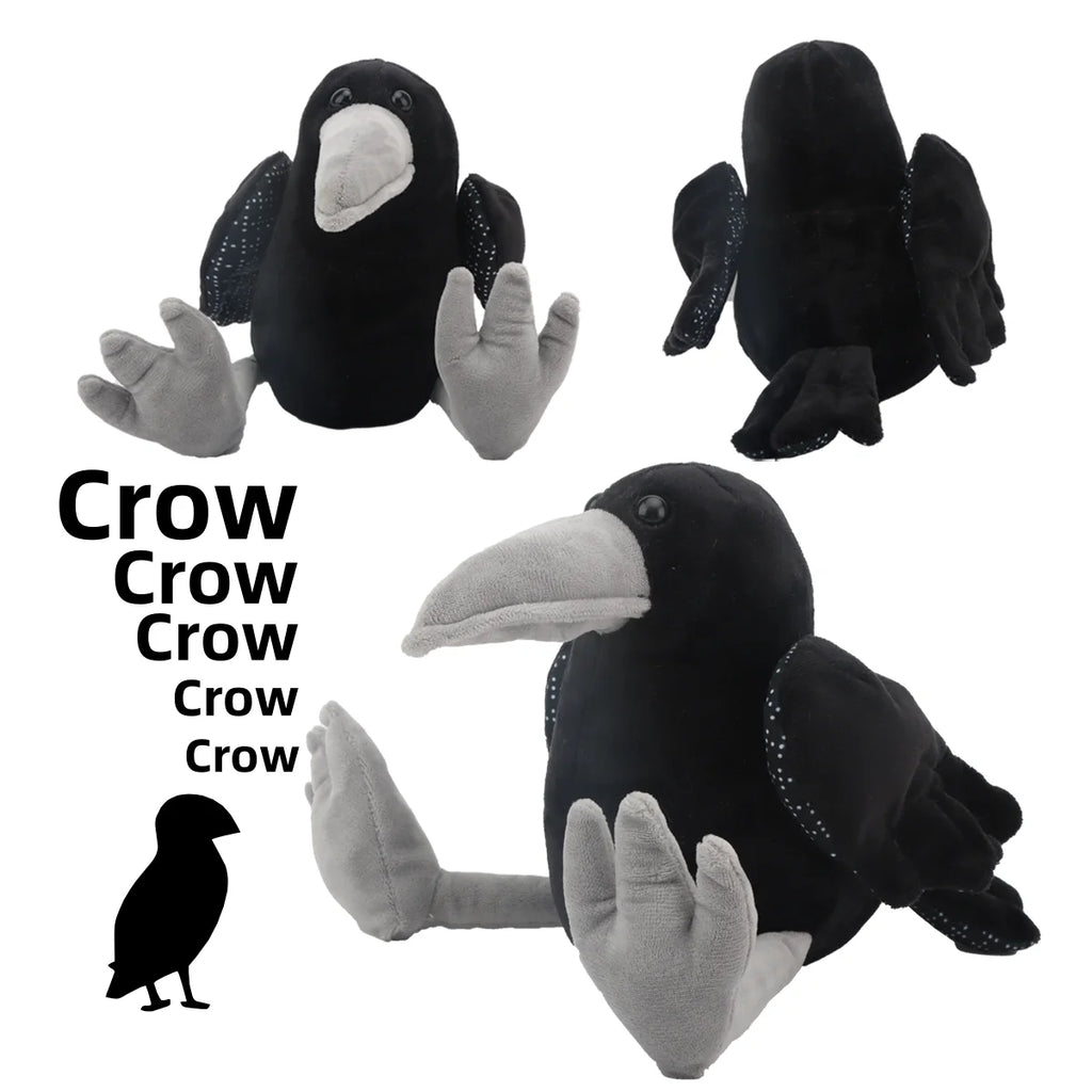 25cm Black Crow Plush Birdie Cuddly Black Raven Plush Toy Realistic Crow Soft Christmas Gift for Kids Bird Lovers Home Decor