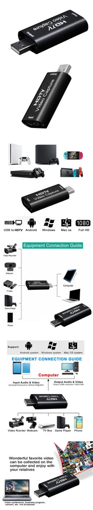 Card USB3.0 2.0 HDTV Video Grabber Record HD 4K Video Capture Box for PS4 Game DVD Camcorder Camera Recording Live Streaming