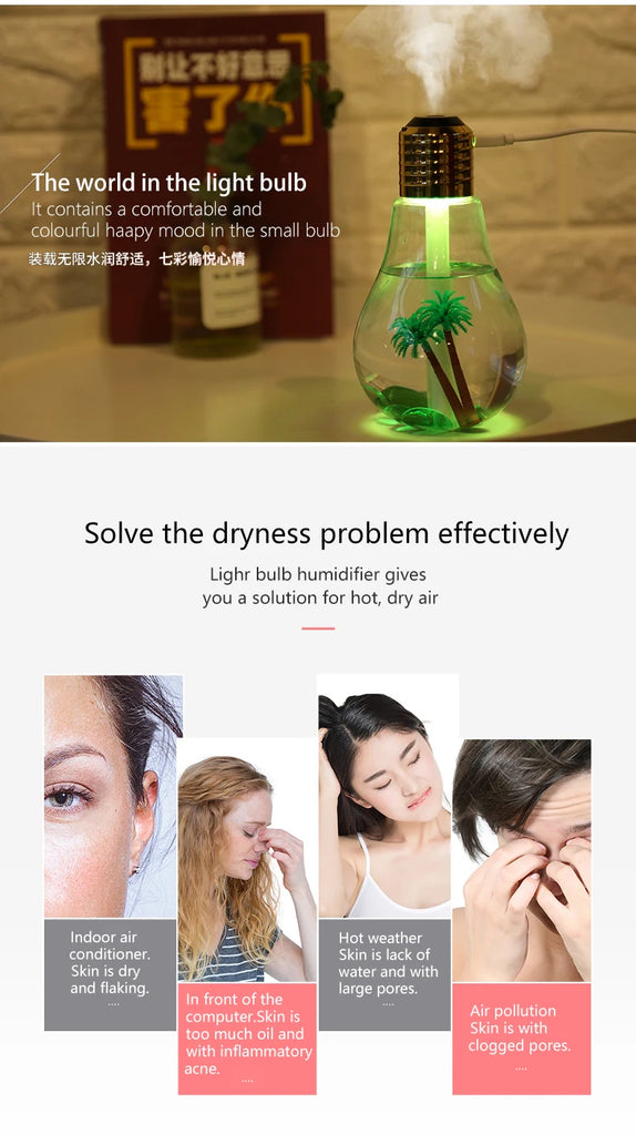Light Bulb Humidifier For Home Use Silent Small Bedroom Office Desk Student Dormitory Moisturizing And Creative Products