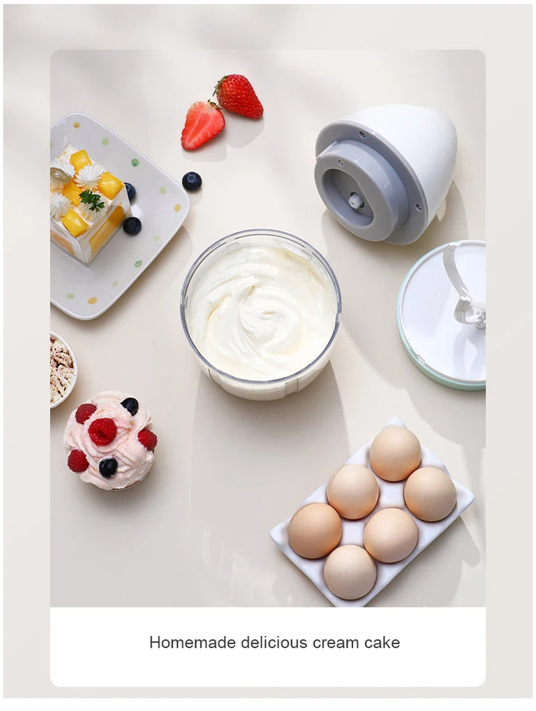 Household Automatic Whisk Electric Milk Frother Whipped Cream Mixer USB Rechargeable Food Blender Whisk Wireless Stand Mixer