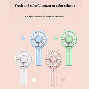 Mini Handheld Fan Portable USB Rechargeable Fans Desk with Base Small Makeup Eyelash Cooler Women Girls Outdoor Office White