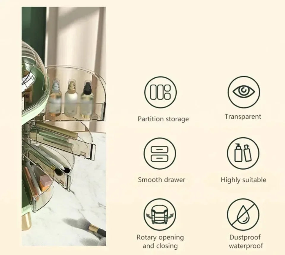 Desktop Makeup Organizer Transparent Jewelry Cosmetic Storage Box Dustproof Large Capacity Makeup Container Jewelry Lipstick Box