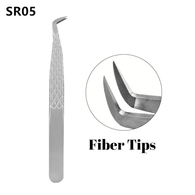 Fadvan Tweezers for Lashes Extension Fiber Tips Stainless Steel Makeup Tweezers Anti-static Free Print Your Logo