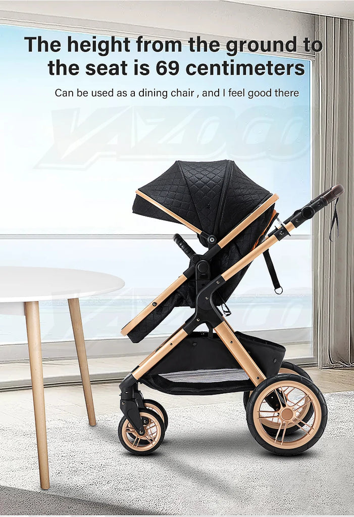Luxury Baby Stroller 3 in 1 Newest Easy Folding Multifunctional Stroller Travel Portable Baby Carriage Safety Seat EU Standard