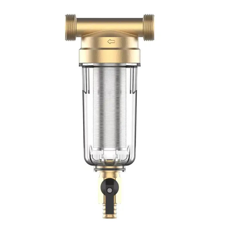 WSP50 Reusable Whole House Spin Down Sediment Water Filter, 50 Micron Flushable Prefilter Filtration, Lead-Free Brass