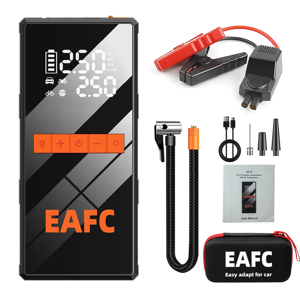2 in 1 Car Jump Starter with Air Compressor Car Battery Emergency Boosters 1200A 12V Power Bank Portable Starting Device