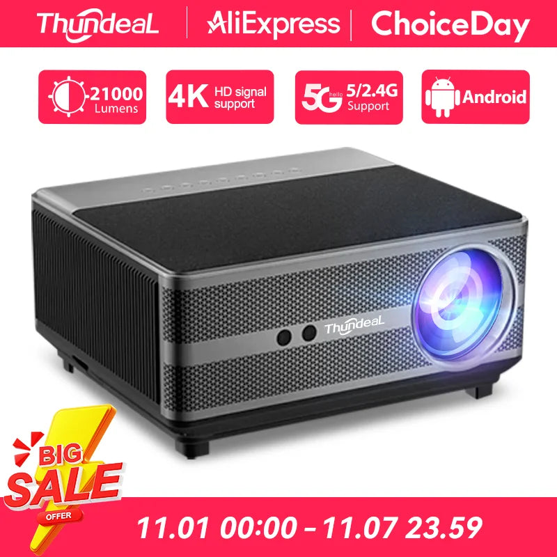 ThundeaL Full HD 1080P Projector TD98W for 2K 4K Video Audio WiFi Android Home Theater TD98 Cinema Beam Projector PK DLP Beamer