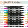 Easter Basket Essentials Dual Tip Brush Pens 12 pcs Vibrant Colors Brush and Fine Tip Marker Dual Tip Markers Art Markers for A