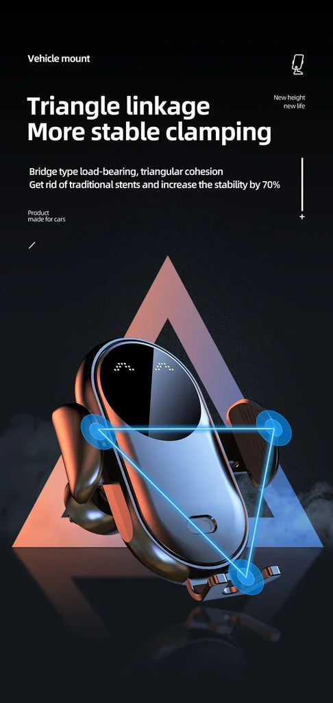 Infrared Induction Car Wireless Charger Stand Car Air Vent Clamp for iPhone 16~12 Pro Max Samsung Galaxy S25/S24 Fast Charging