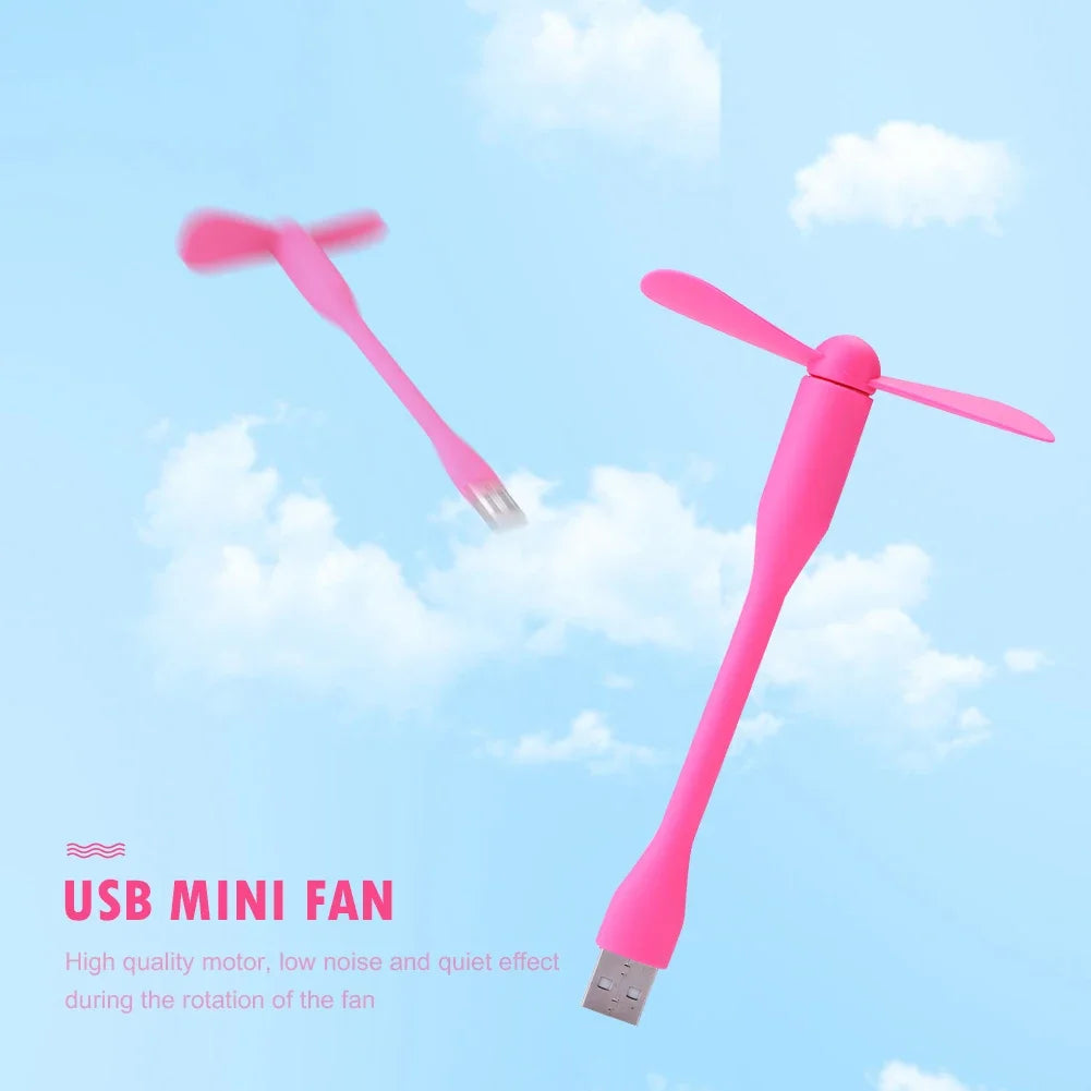 USB Electric Fan Flexible Bendable Fan For Power Bank Laptop PC AC Charger Portable Hand Cool Mini Fan Computer Summer Gadget