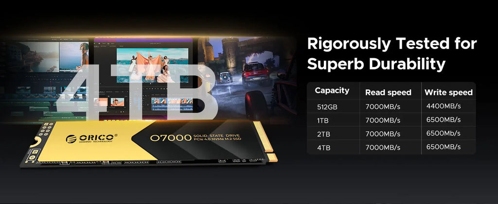 ORICO 2TB NVMe SSD PCIe 4.0 Up to 7400MB/s, M.2 SSD 2280 PCIe 4.0X4 Internal Solid State Drive SSD for Gamers and Creators-O7000