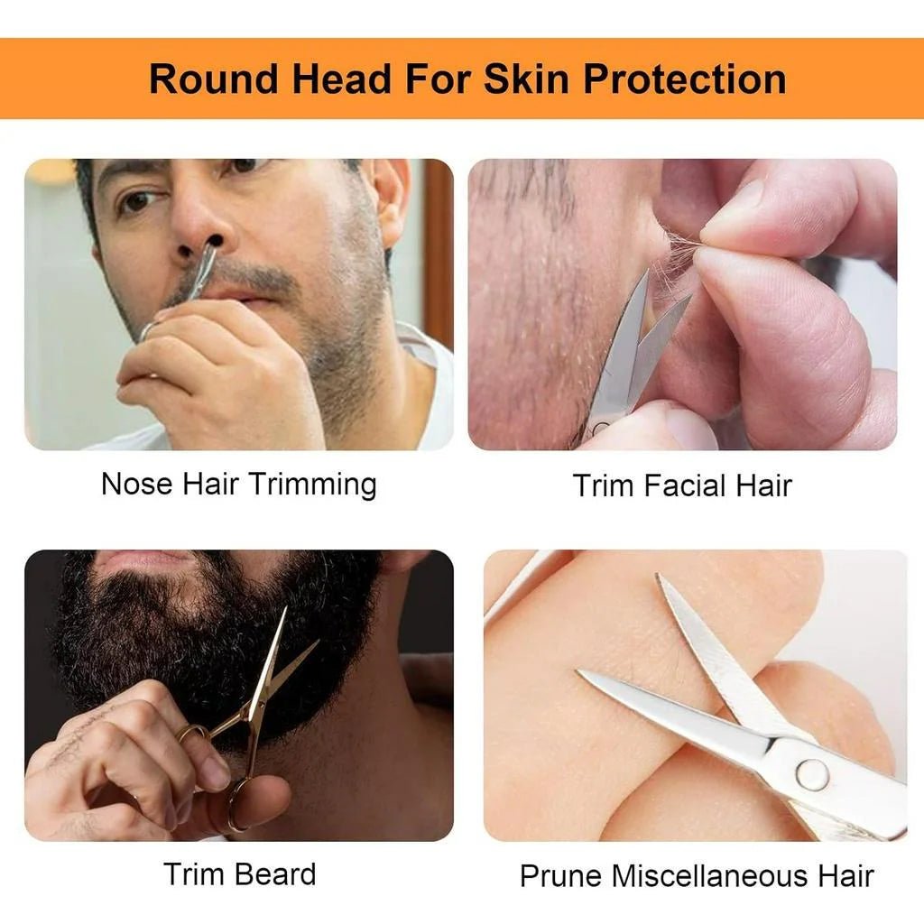 1Pcs Beard Clipper Stainless Steel Eyebrow Nose Hair Scissors Tool Grooming Christmas Gift