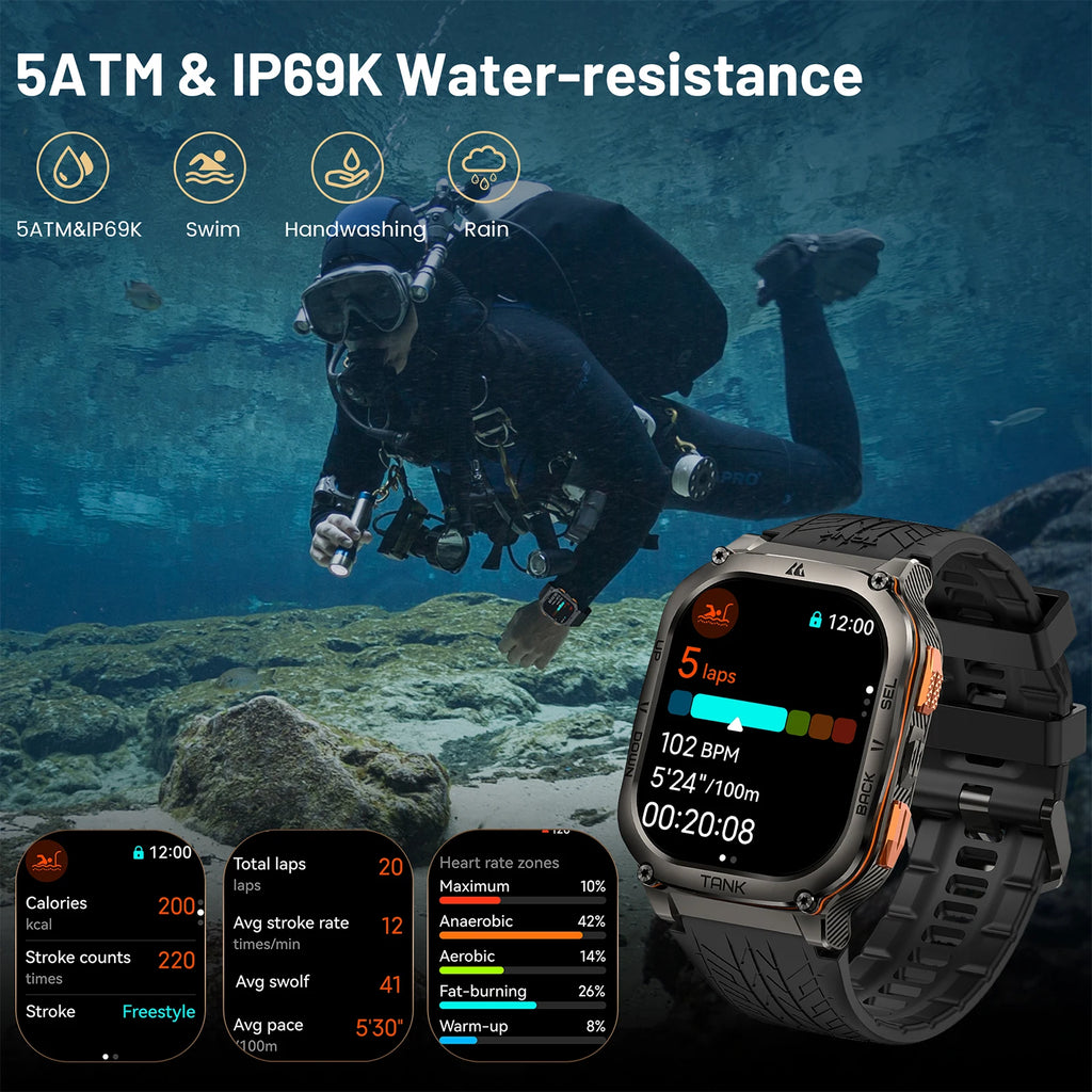 2025 KOSPET TANK M3 Ultra GPS Smartwatches Men Women Waterproof Smart watch 480mAh Digital Fitness AOD Male Electronic Watches