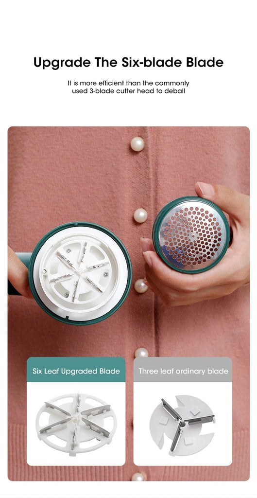Hair Ball Trimmer Charging Fabric Shaver Lint Remover Upgraded Six Blade Design Fuzz Shaver Rechargeable for Travel Home