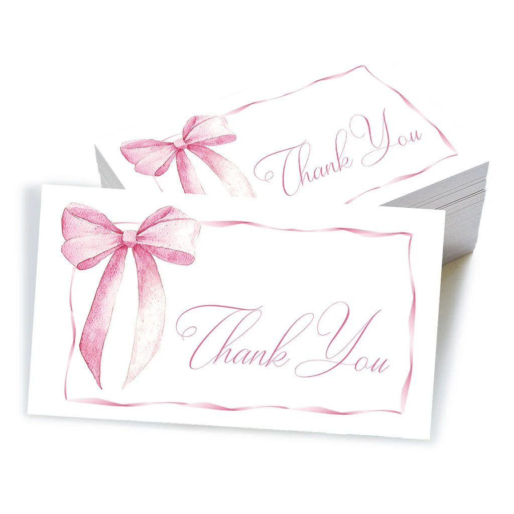 50Pcs Pink Minimalist Thank You Cards, Mini English Gift Note Cards with Blank Design for Party Favors, Gift Wrapping & Decorati